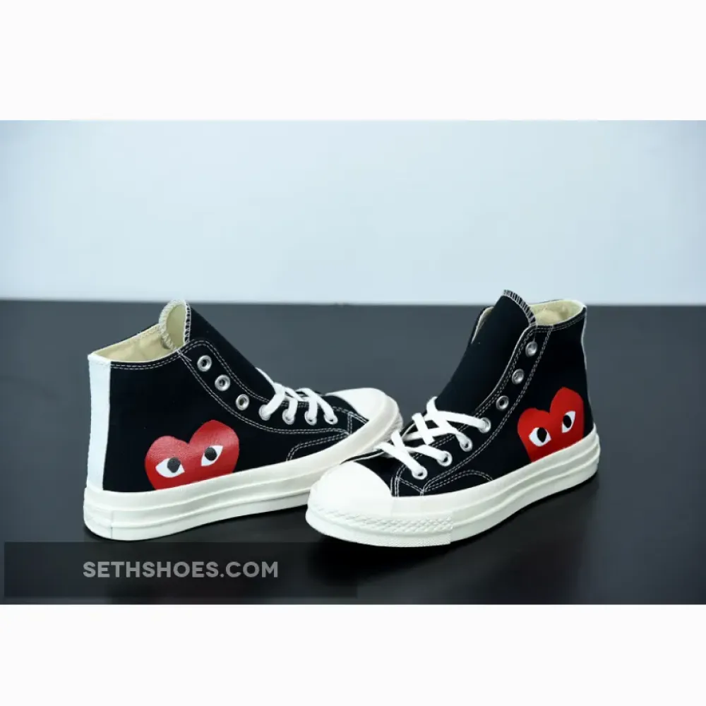 CDG Play x Converse Chuck Taylor All-Star 70 Hi Black White  150204C