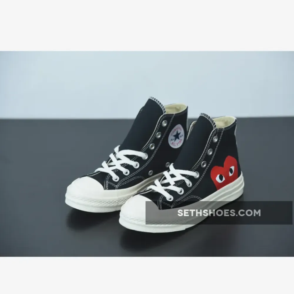 CDG Play x Converse Chuck Taylor All-Star 70 Hi Black White  150204C