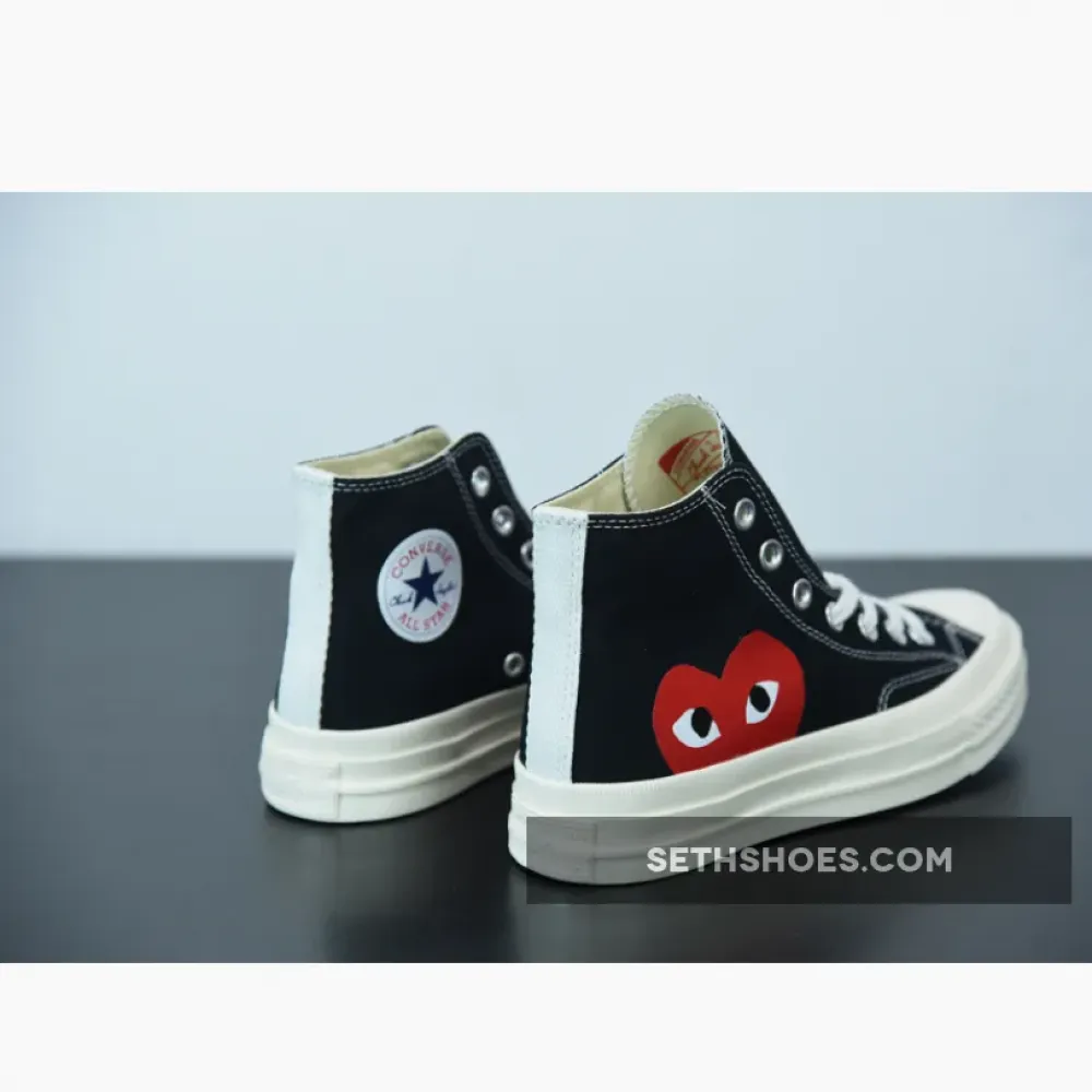 CDG Play x Converse Chuck Taylor All-Star 70 Hi Black White  150204C
