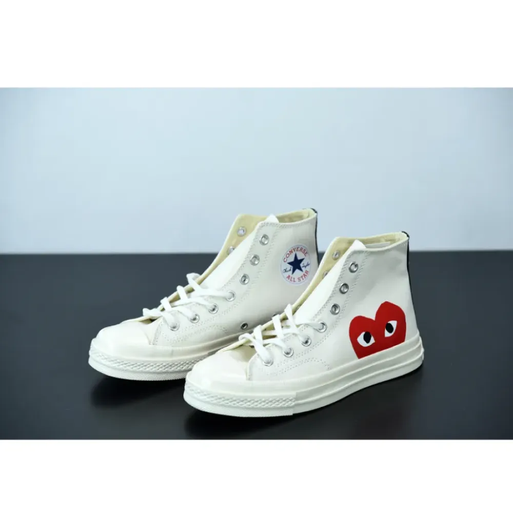 CDG Play x Converse Chuck Taylor All-Star 70 Hi Milk/White-High Risk Red 150205C