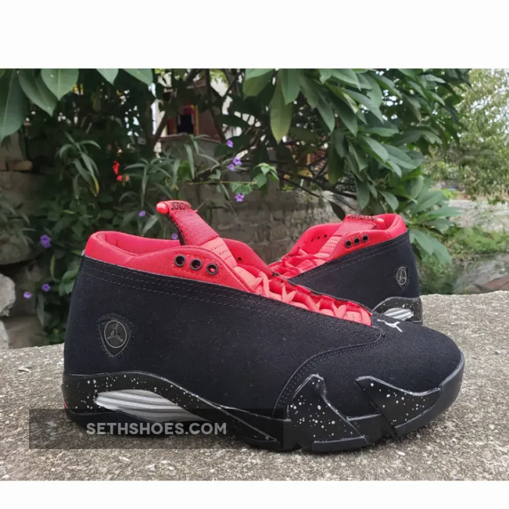 Air Jordan 14 Low “Red Lipstick” Black/Metallic Silver-Gym Red DH4121-006