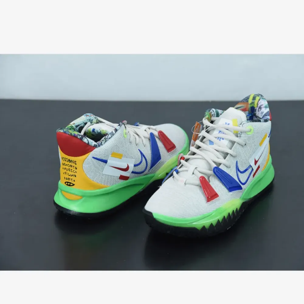 Nike Kyrie 7 “Visions” Light Bone/White-Green-Game Royal  DC9122-001