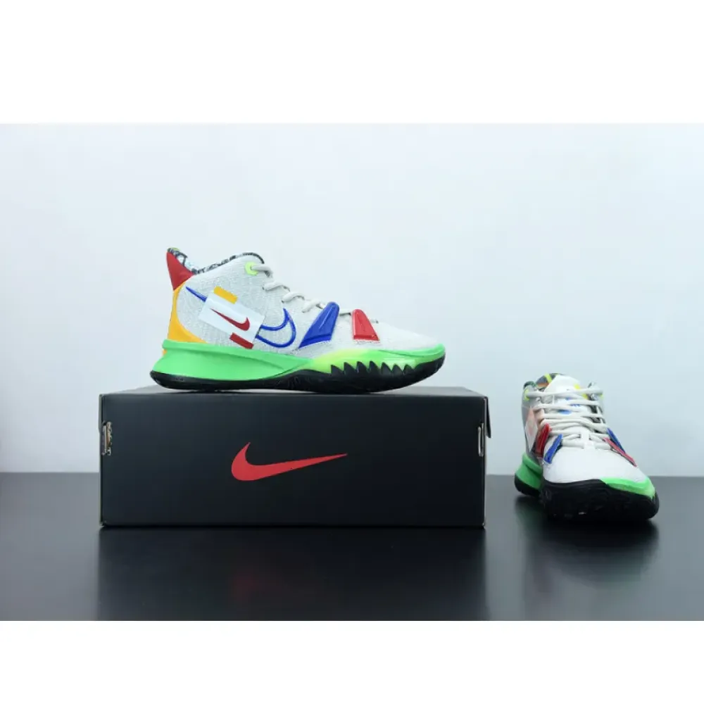 Nike Kyrie 7 “Visions” Light Bone/White-Green-Game Royal  DC9122-001