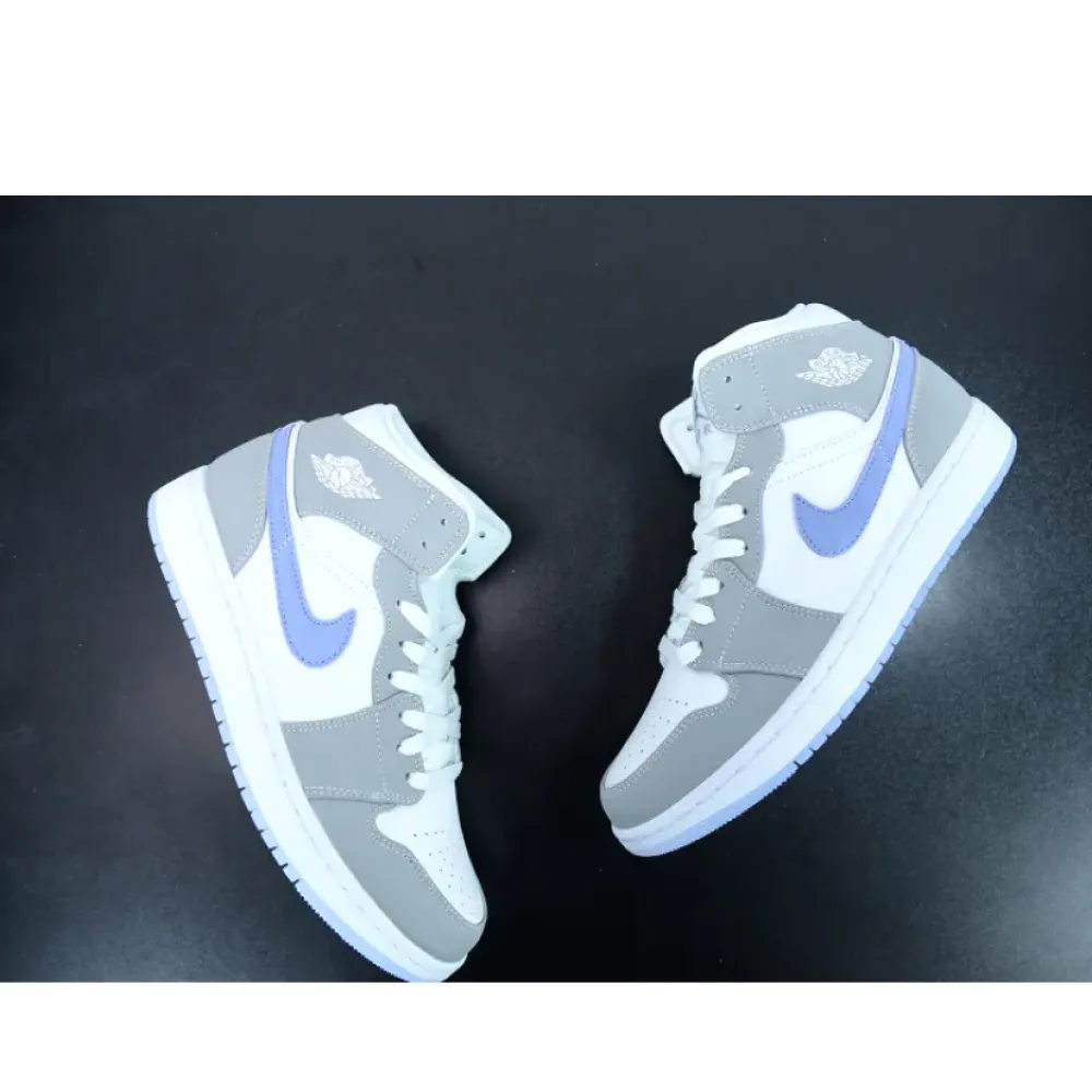 Air Jordan 1 Mid White Grey Blue  BQ6472-105