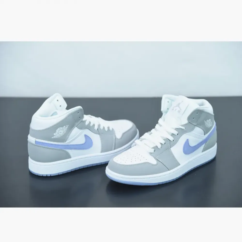 Air Jordan 1 Mid White Grey Blue  BQ6472-105