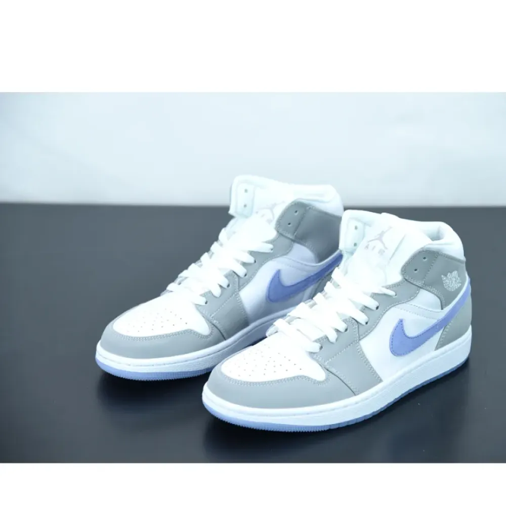 Air Jordan 1 Mid White Grey Blue  BQ6472-105