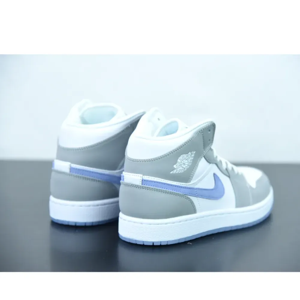 Air Jordan 1 Mid White Grey Blue  BQ6472-105