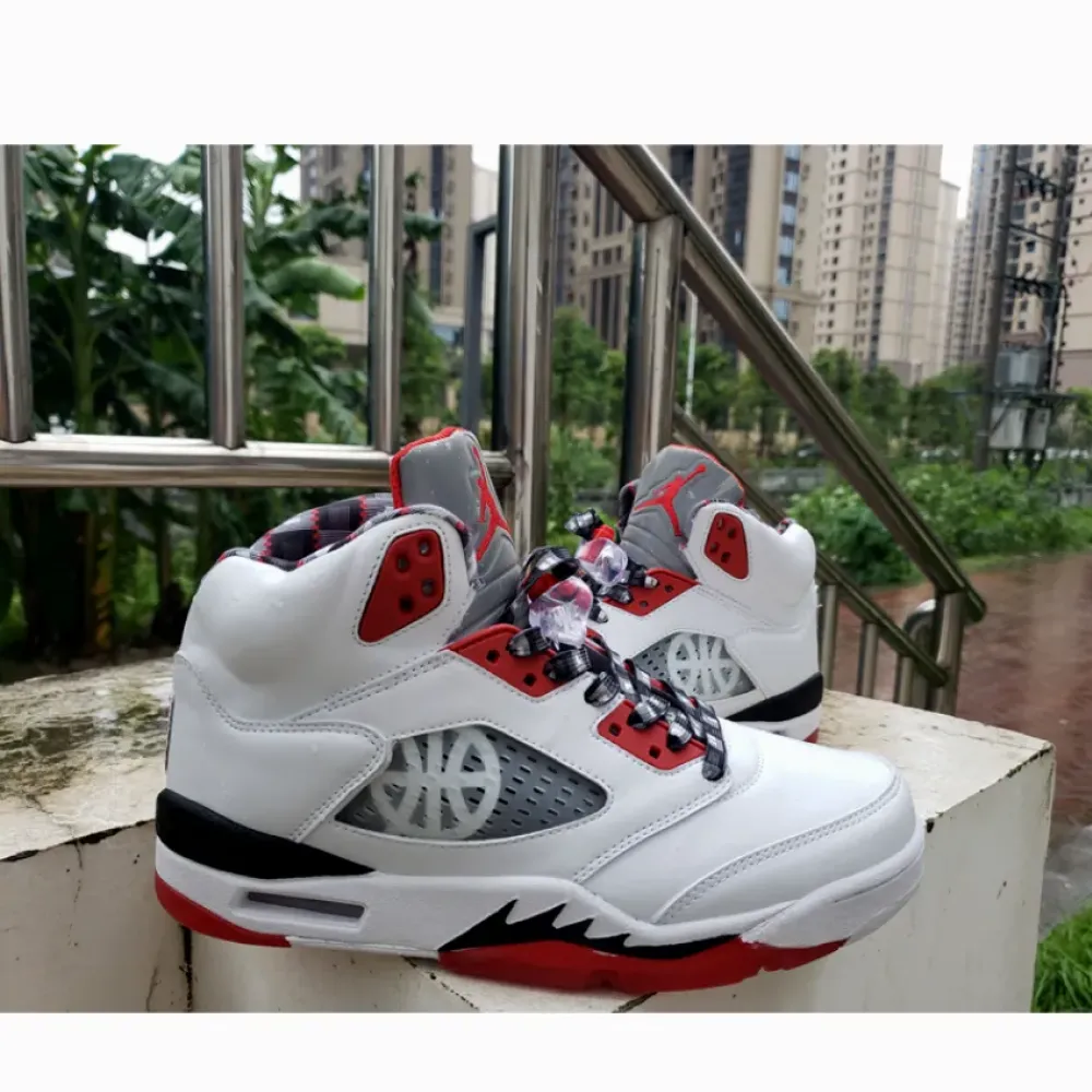 Air Jordan 5 ‘Quai 54’ White/University Red-Black  DJ7903-106