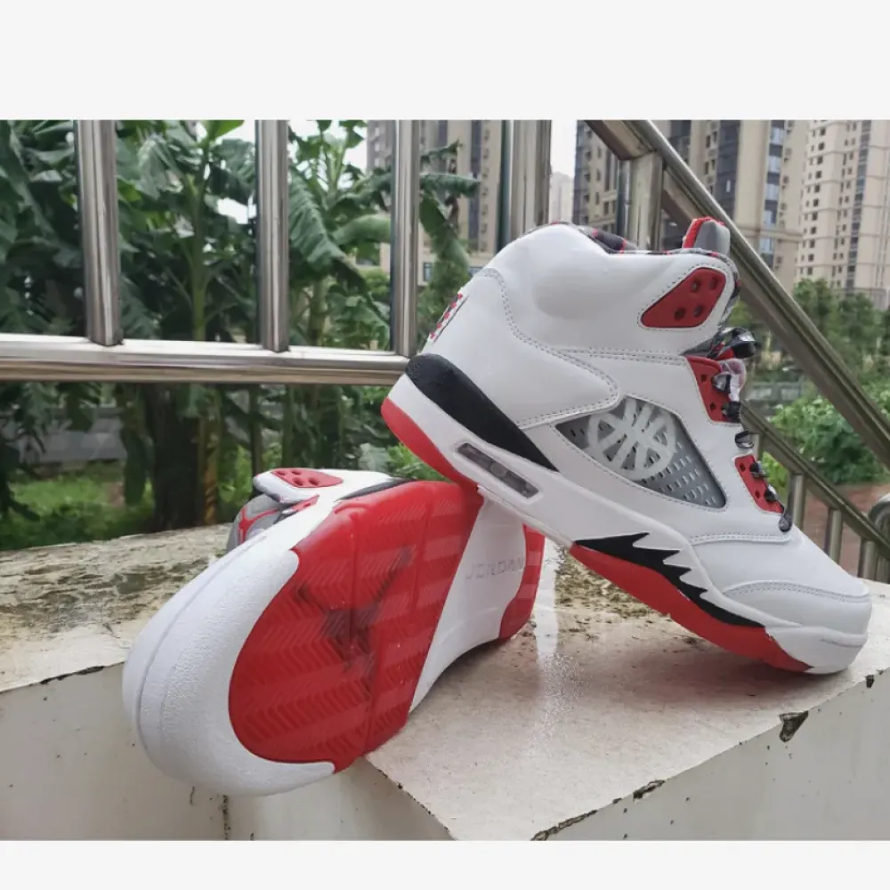 Air Jordan 5 ‘Quai 54’ White/University Red-Black  DJ7903-106