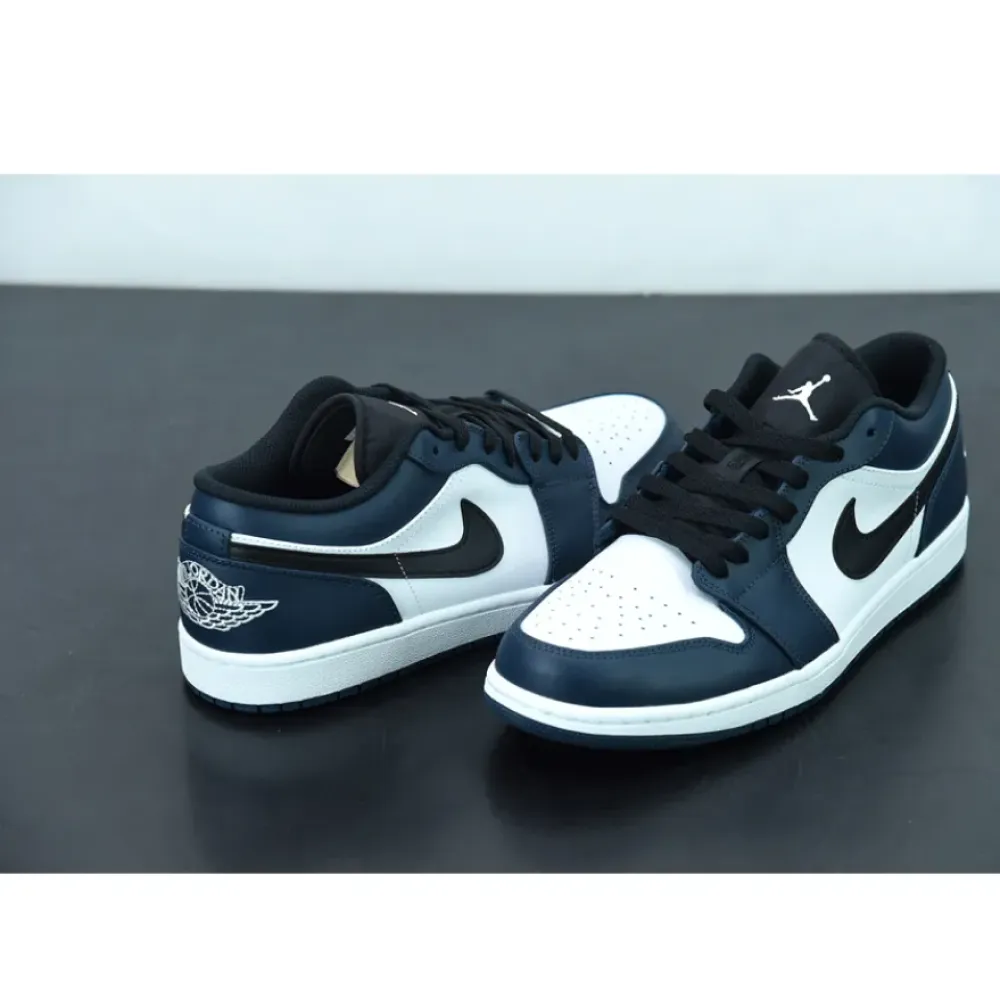 Air Jordan 1 Low White/Dark Teal-Black  553558-411