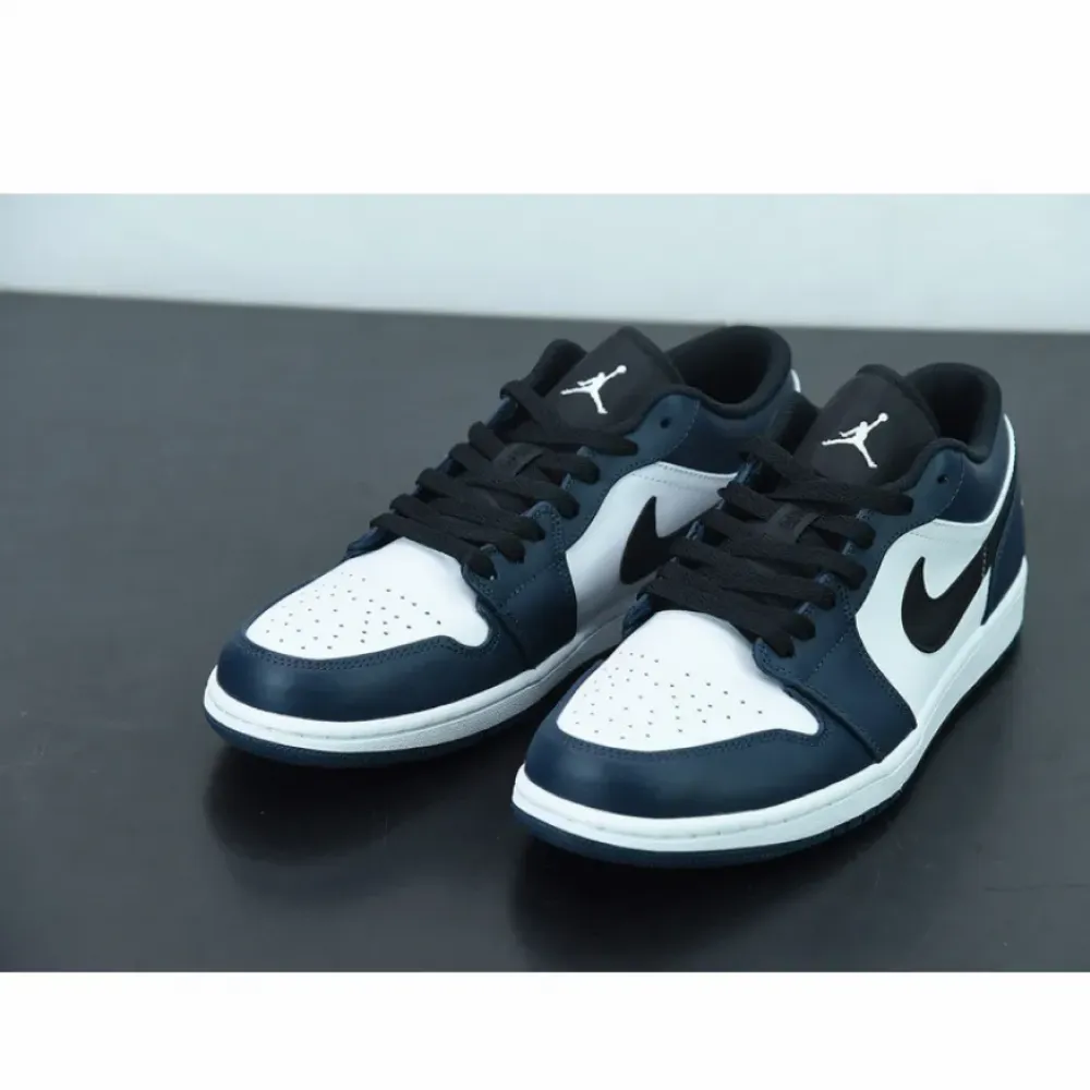Air Jordan 1 Low White/Dark Teal-Black  553558-411