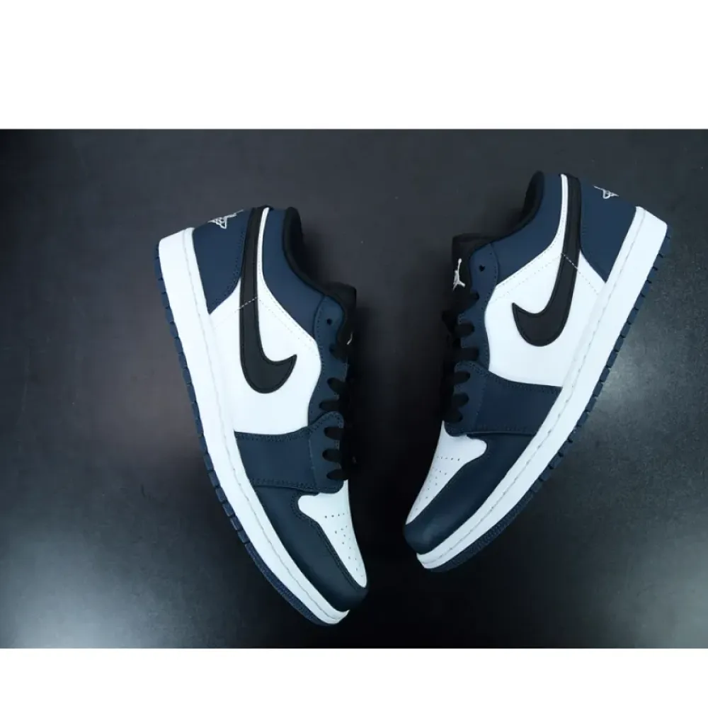 Air Jordan 1 Low White/Dark Teal-Black  553558-411
