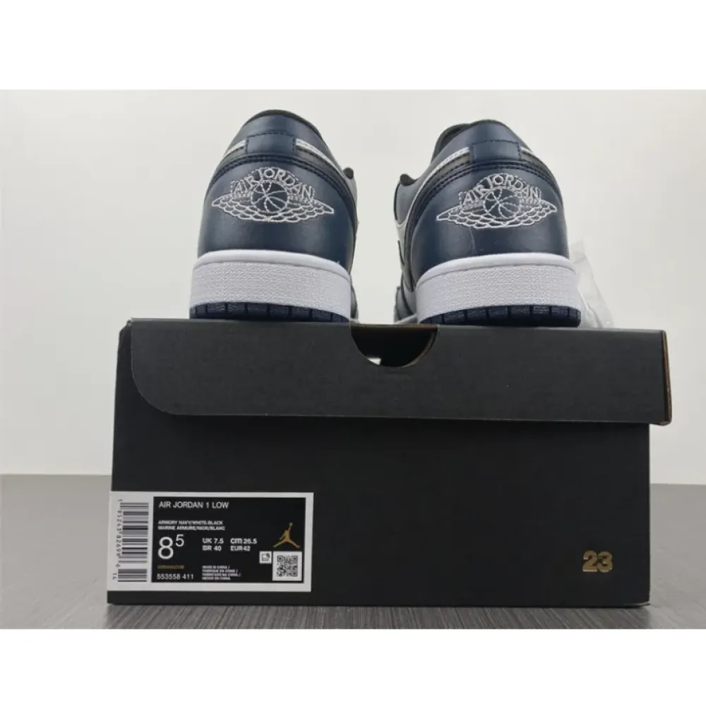 Air Jordan 1 Low White/Dark Teal-Black  553558-411