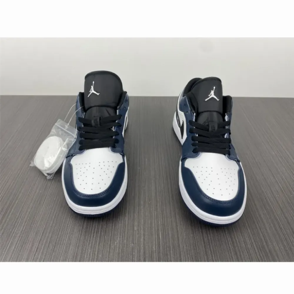 Air Jordan 1 Low White/Dark Teal-Black  553558-411