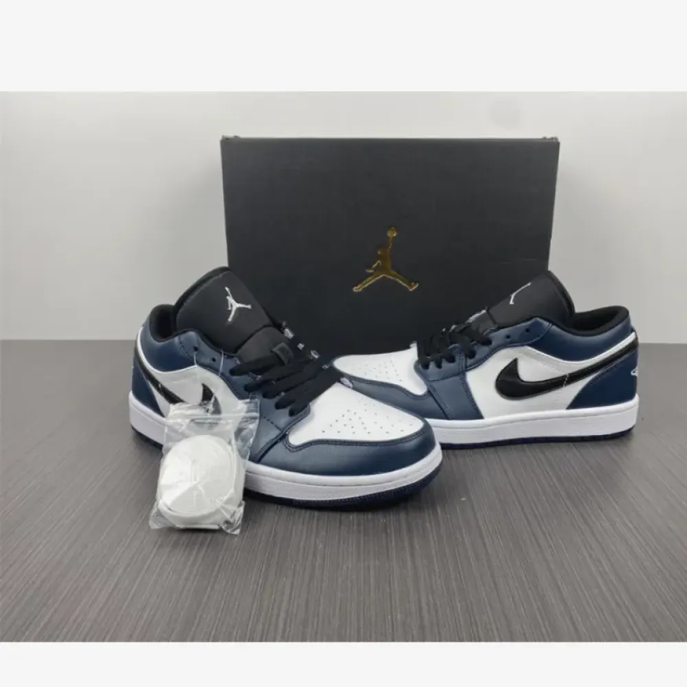 Air Jordan 1 Low White/Dark Teal-Black  553558-411