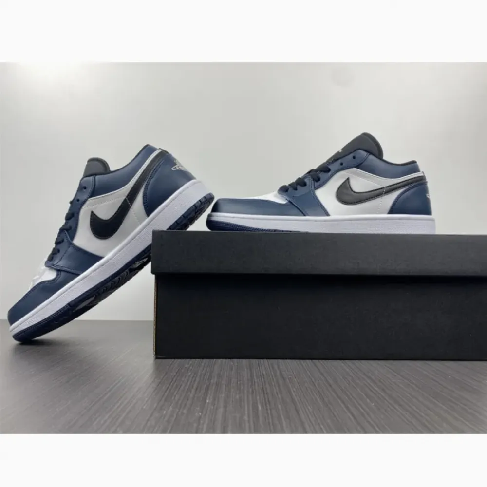 Air Jordan 1 Low White/Dark Teal-Black  553558-411