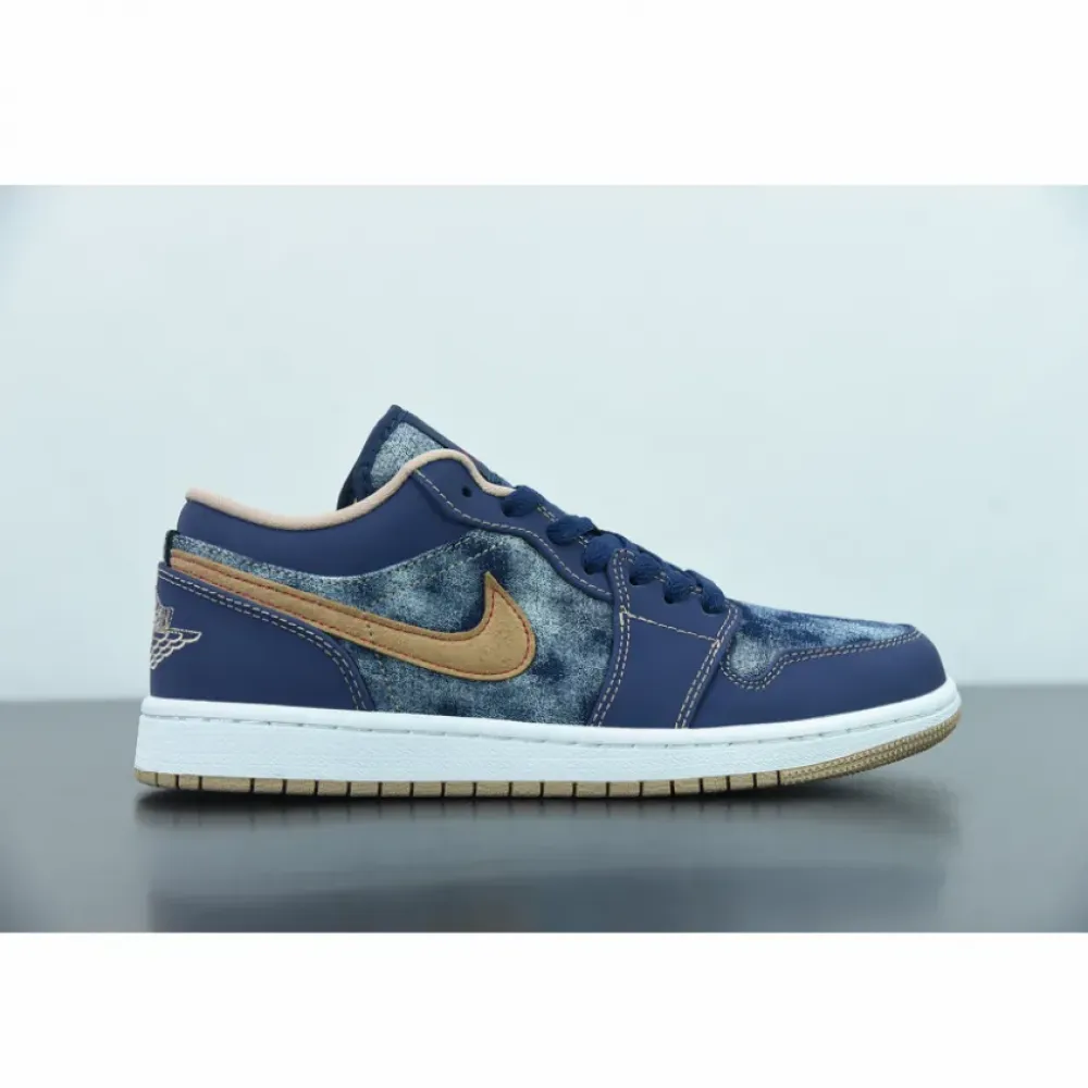 Air Jordan 1 Low SE “Denim” Midnight Navy/Red-White-Hemp  DH1259-400
