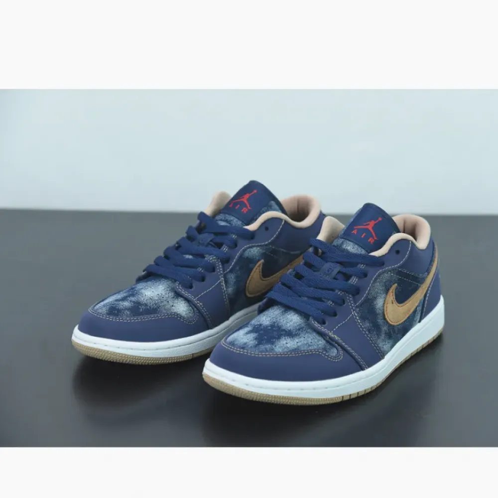 Air Jordan 1 Low SE “Denim” Midnight Navy/Red-White-Hemp  DH1259-400