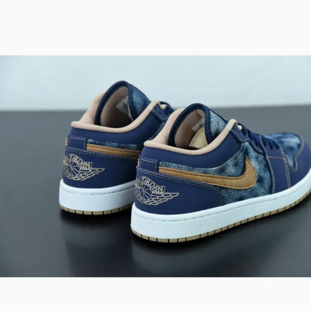 Air Jordan 1 Low SE “Denim” Midnight Navy/Red-White-Hemp  DH1259-400