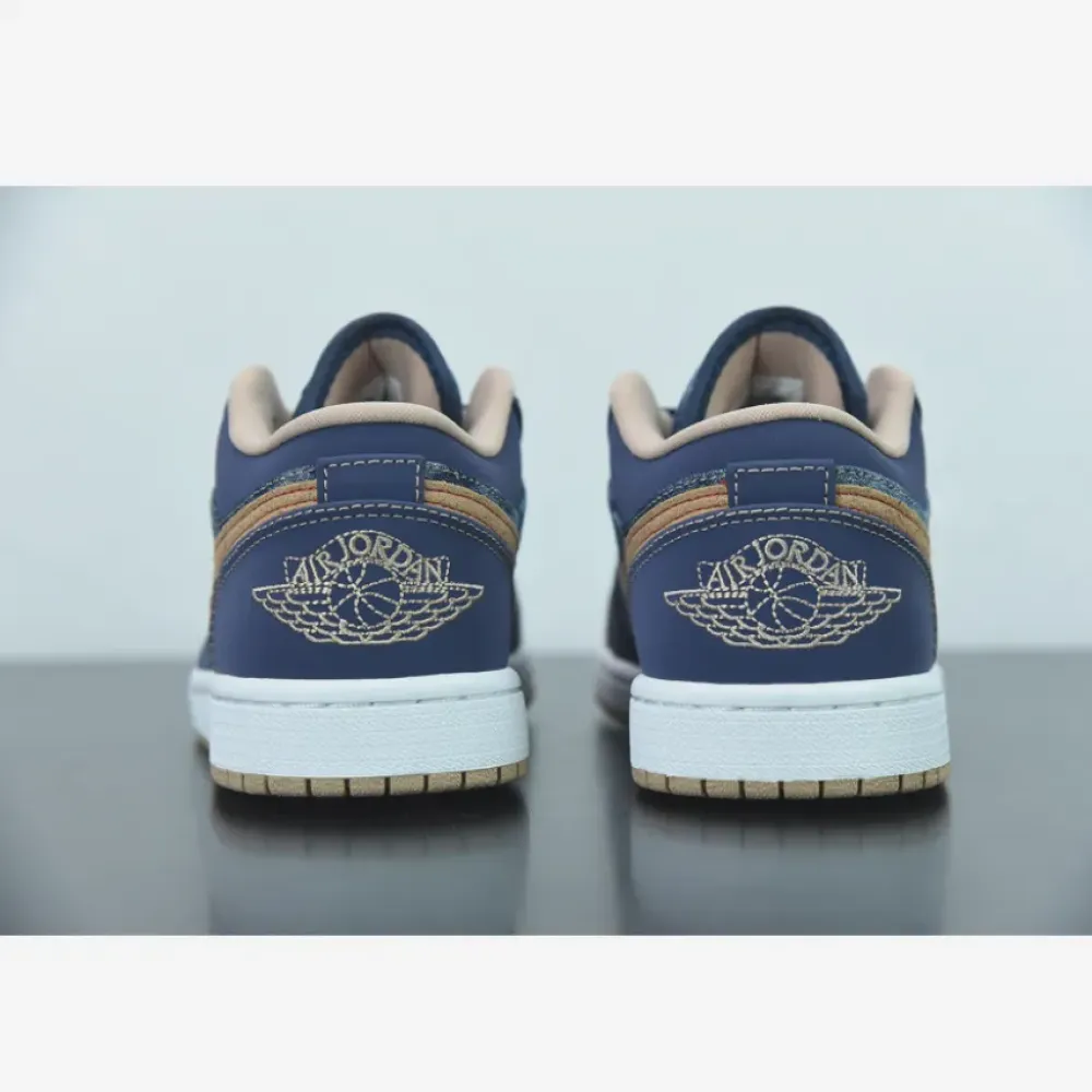Air Jordan 1 Low SE “Denim” Midnight Navy/Red-White-Hemp  DH1259-400