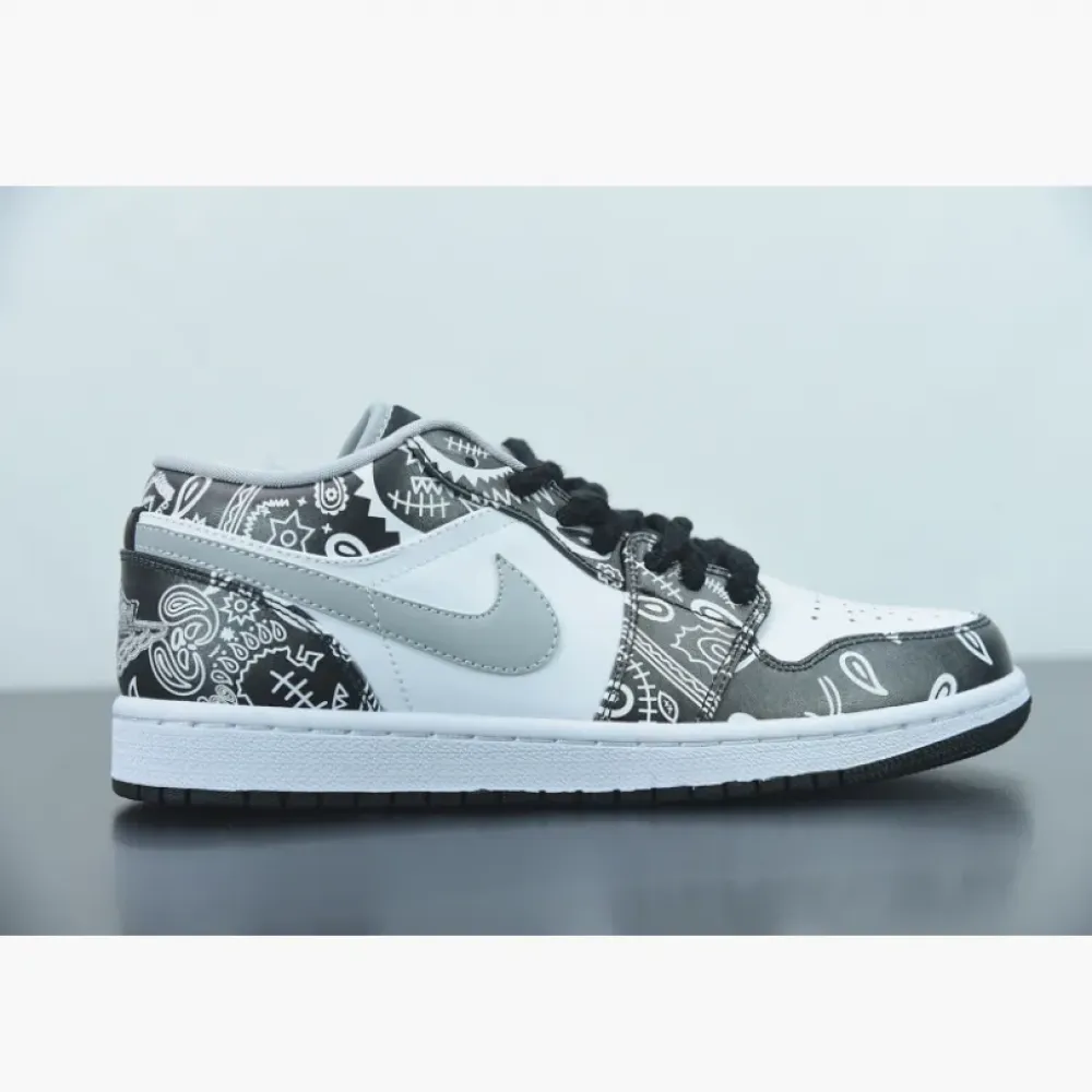 DIY Air Jordan 1 Low Black White Grey