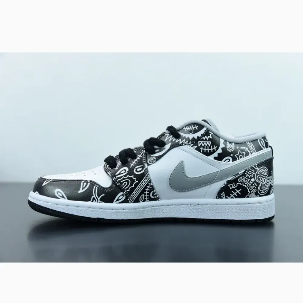 DIY Air Jordan 1 Low Black White Grey