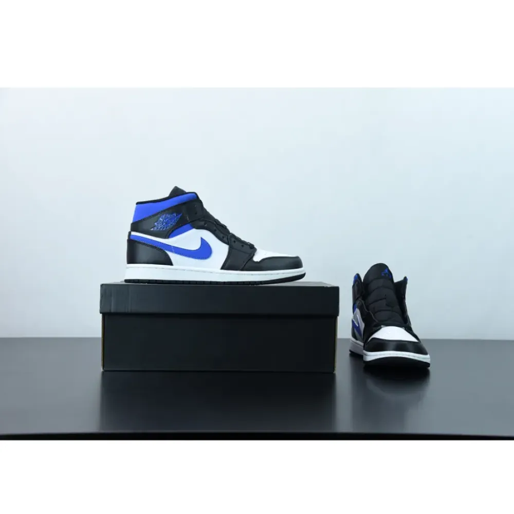 Air Jordan 1 Mid White/Black-Racer Blue  554724-140