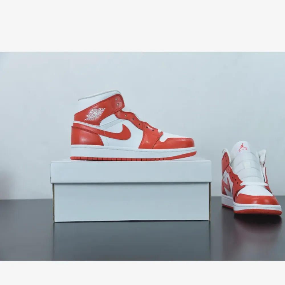Air Jordan 1 Mid Orange White  BQ6472-116