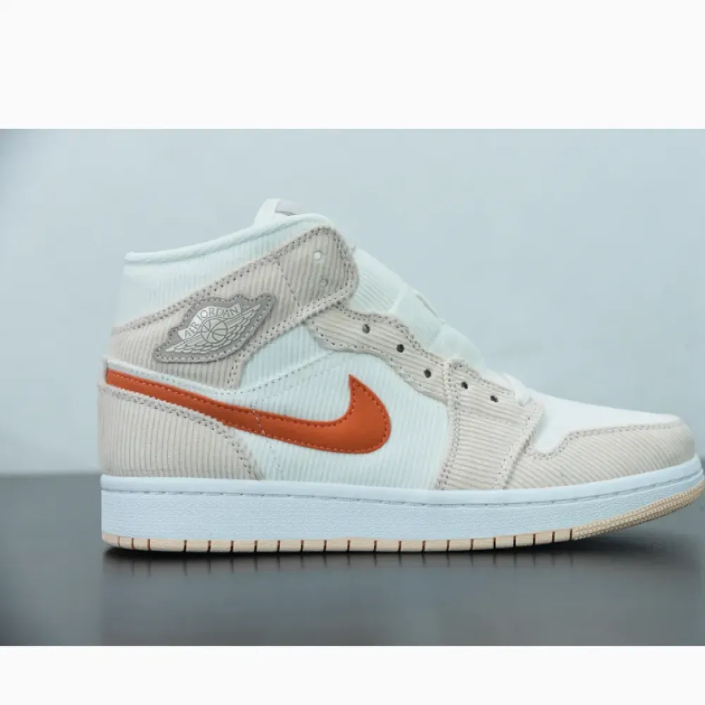 Air Jordan 1 Mid “Corduroy” Sail/Orange Quartz DA8009-108