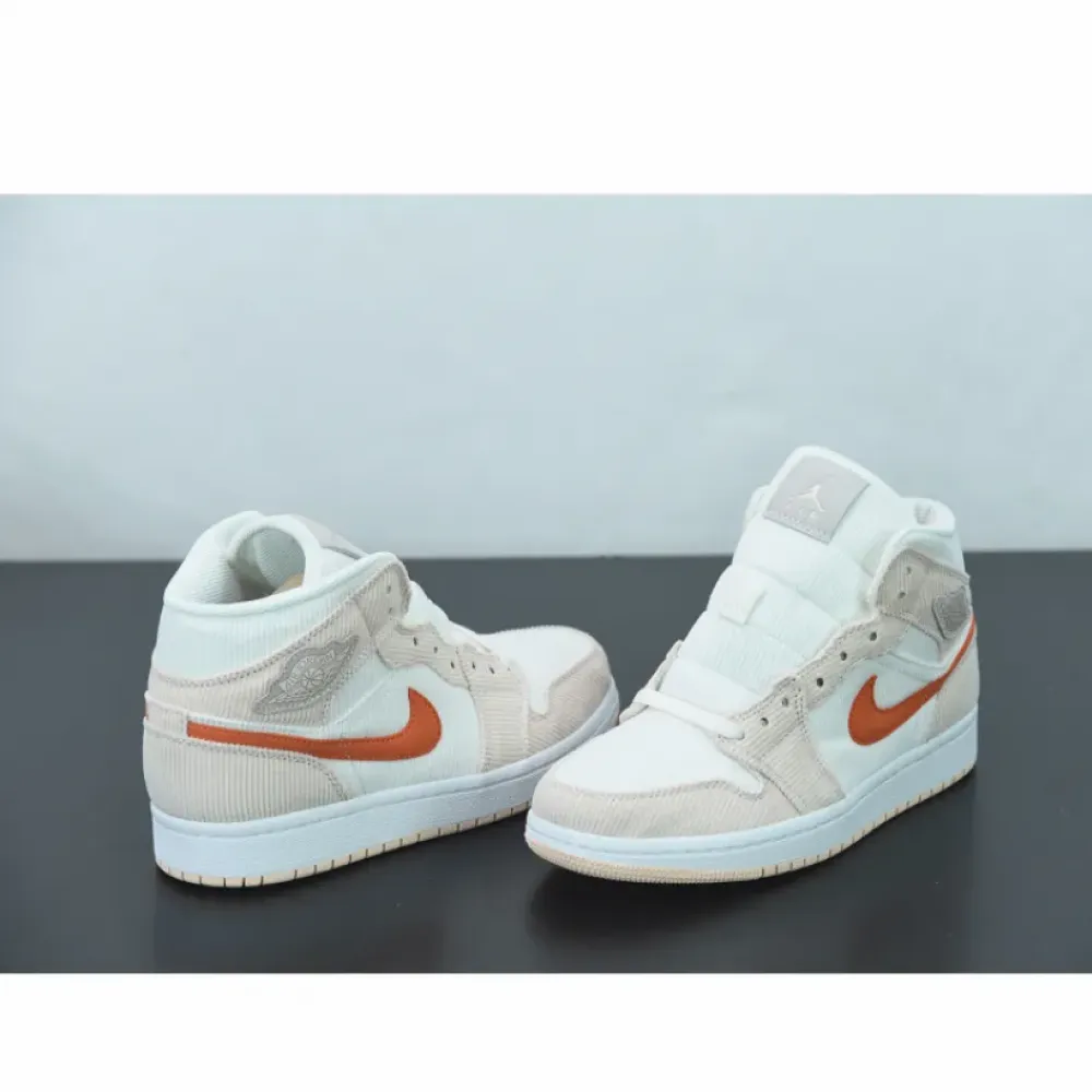 Air Jordan 1 Mid “Corduroy” Sail/Orange Quartz DA8009-108