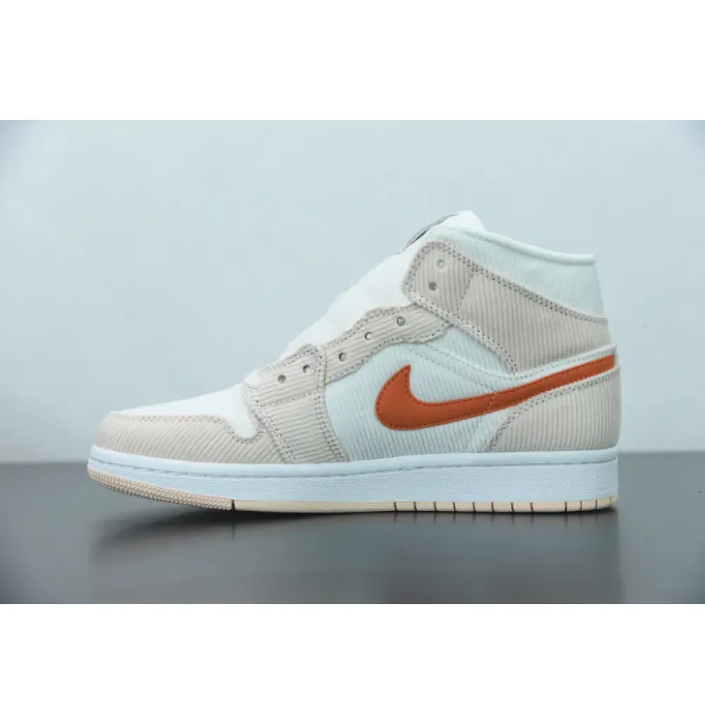 Air Jordan 1 Mid “Corduroy” Sail/Orange Quartz DA8009-108