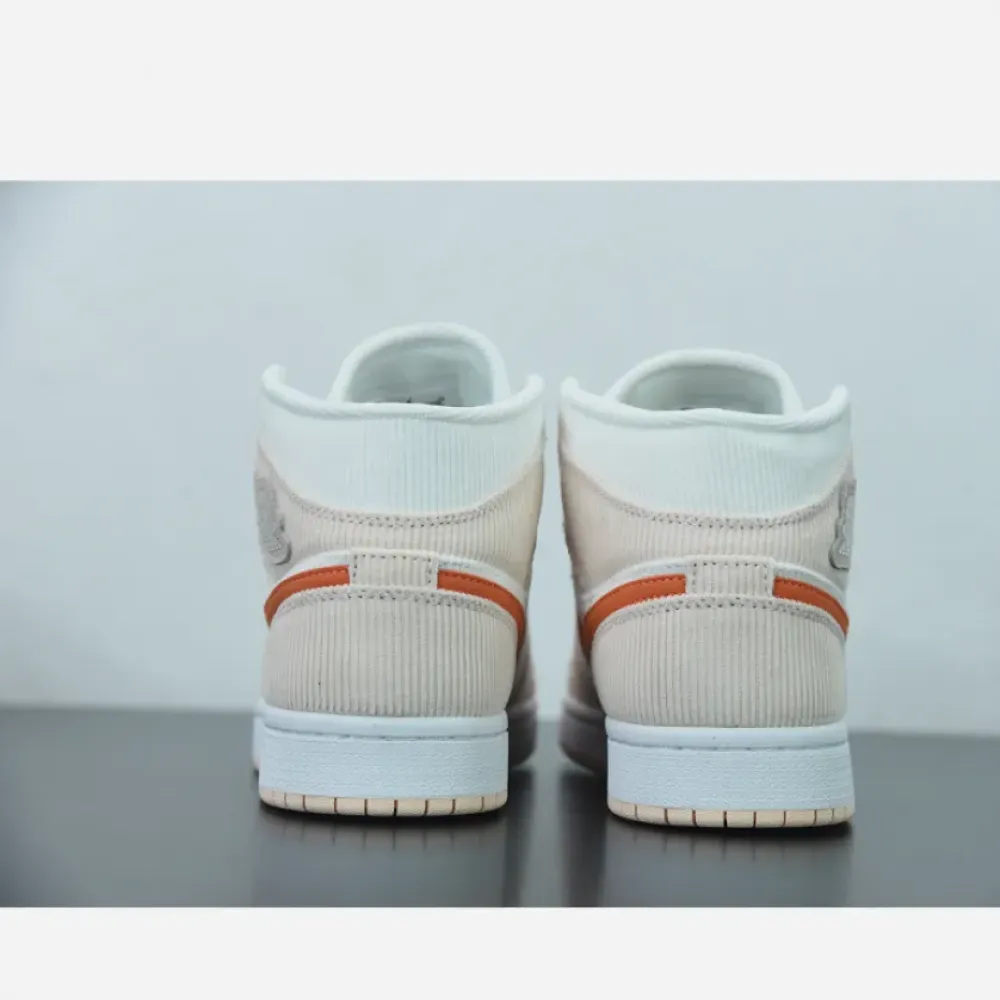 Air Jordan 1 Mid “Corduroy” Sail/Orange Quartz DA8009-108