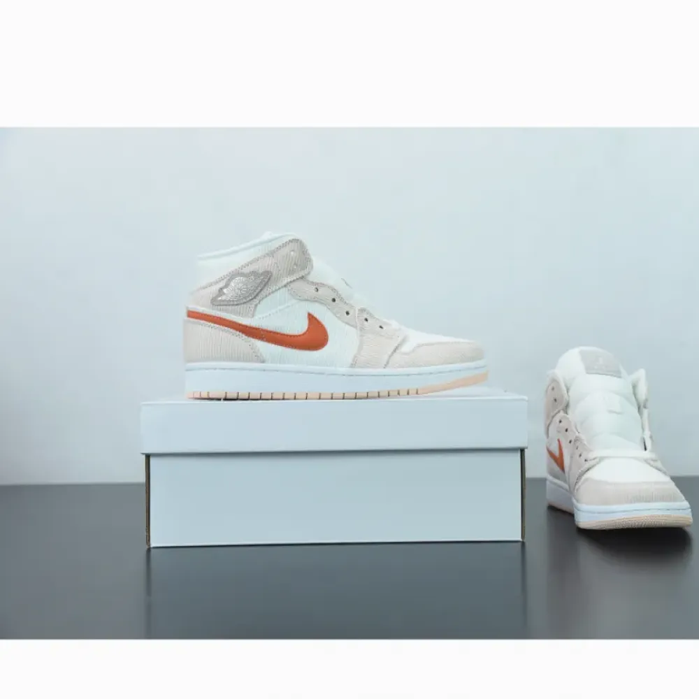 Air Jordan 1 Mid “Corduroy” Sail/Orange Quartz DA8009-108