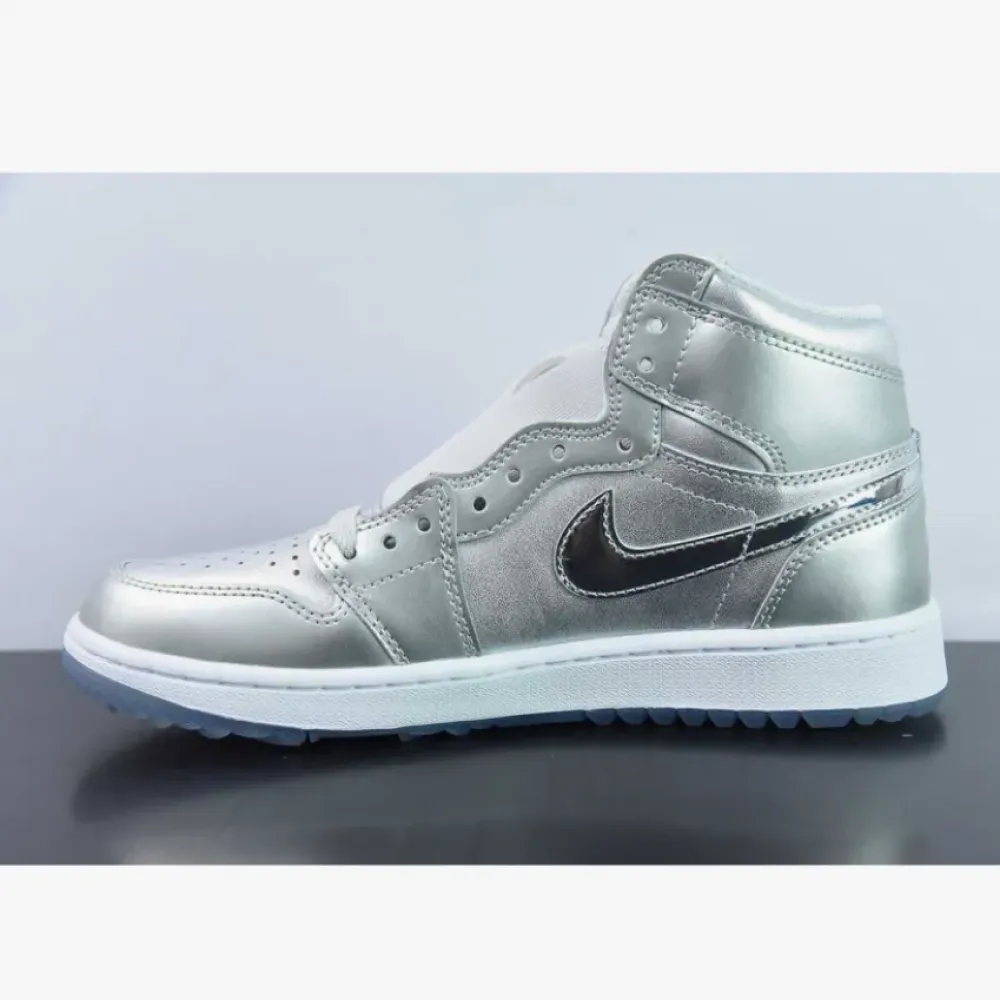 Air Jordan 1 High Golf “Gift Giving” Metallic Silver White  FD6815-001