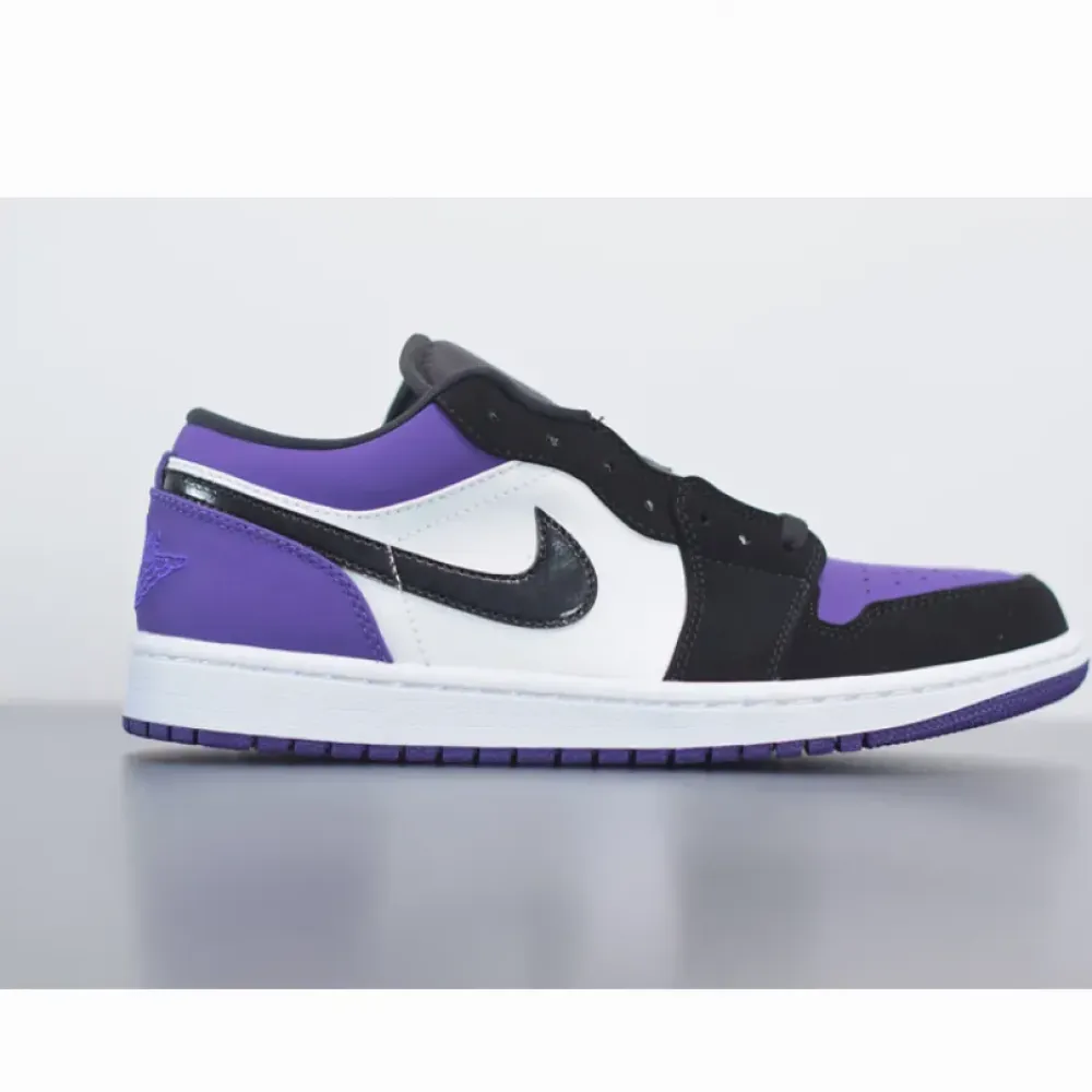 Air Jordan 1 Low White/Black/Court Purple  553558-125