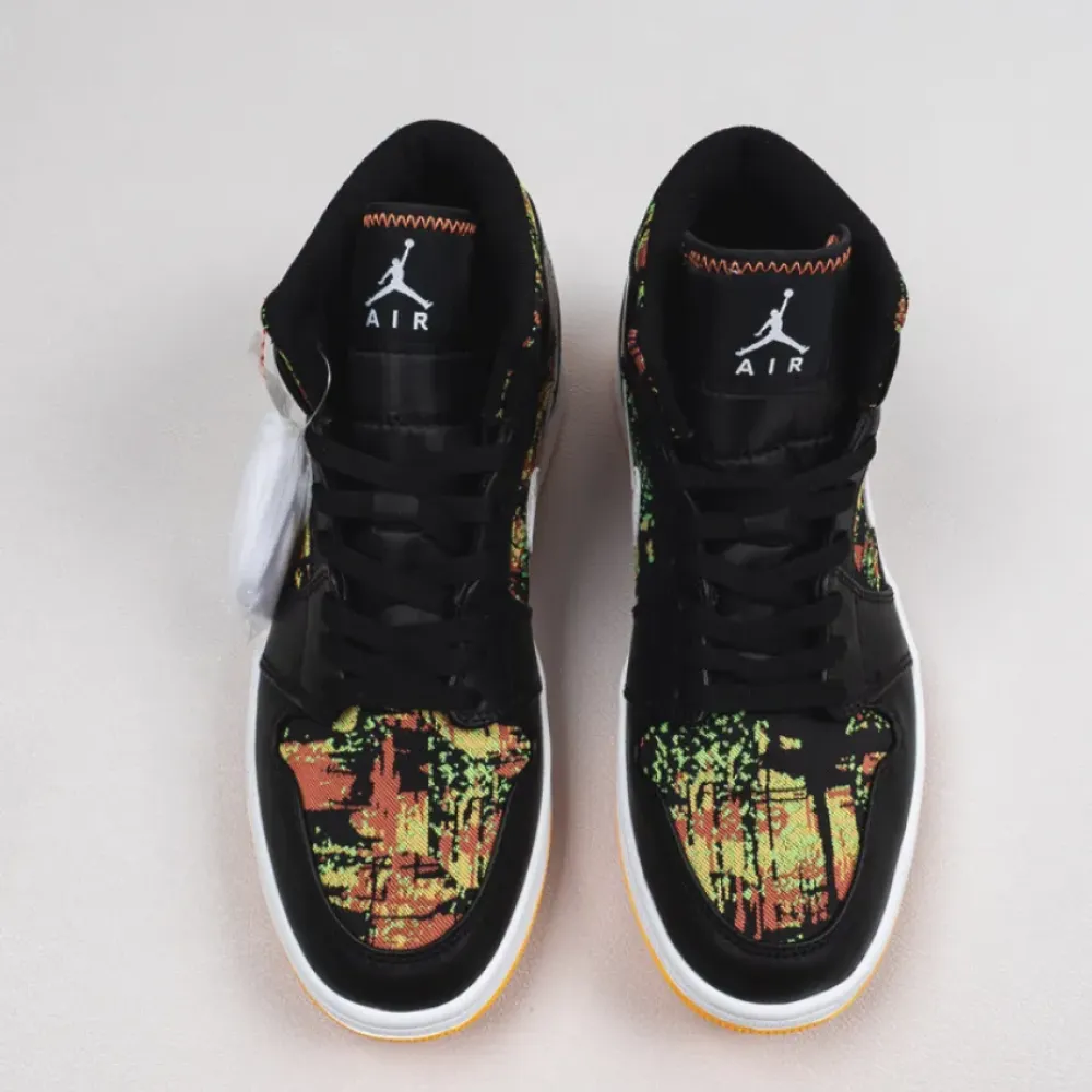 Air Jordan 1 Mid Black Laser Orange Bright Melon 555112-003