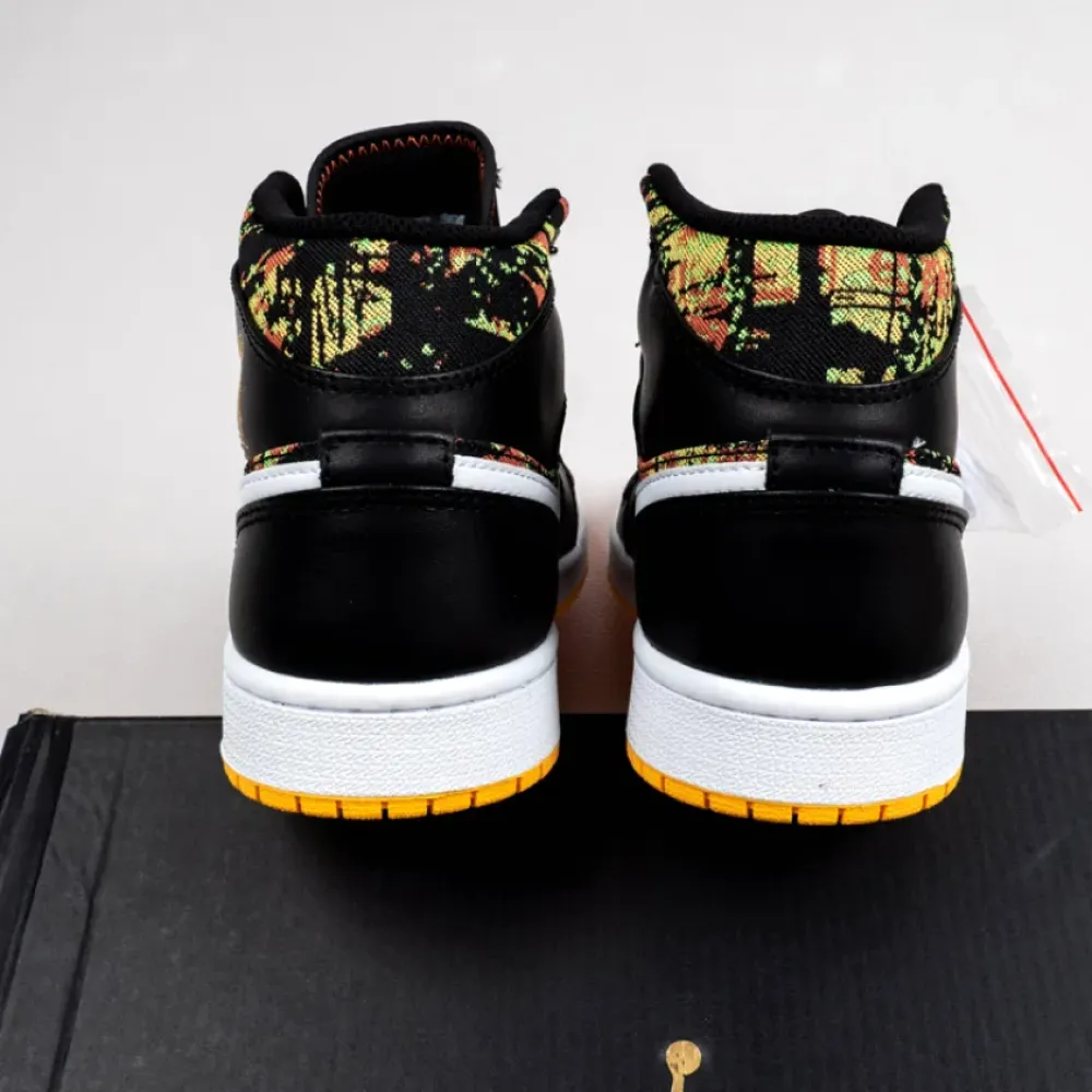 Air Jordan 1 Mid Black Laser Orange Bright Melon 555112-003