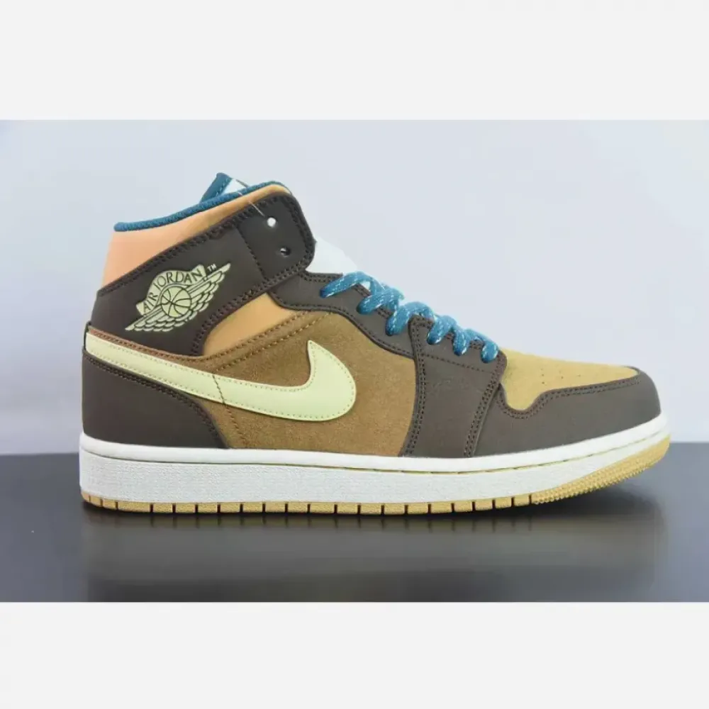 Air Jordan 1 Mid Cacao Wow/Luminous Green-Geode Teal  DZ6335-200