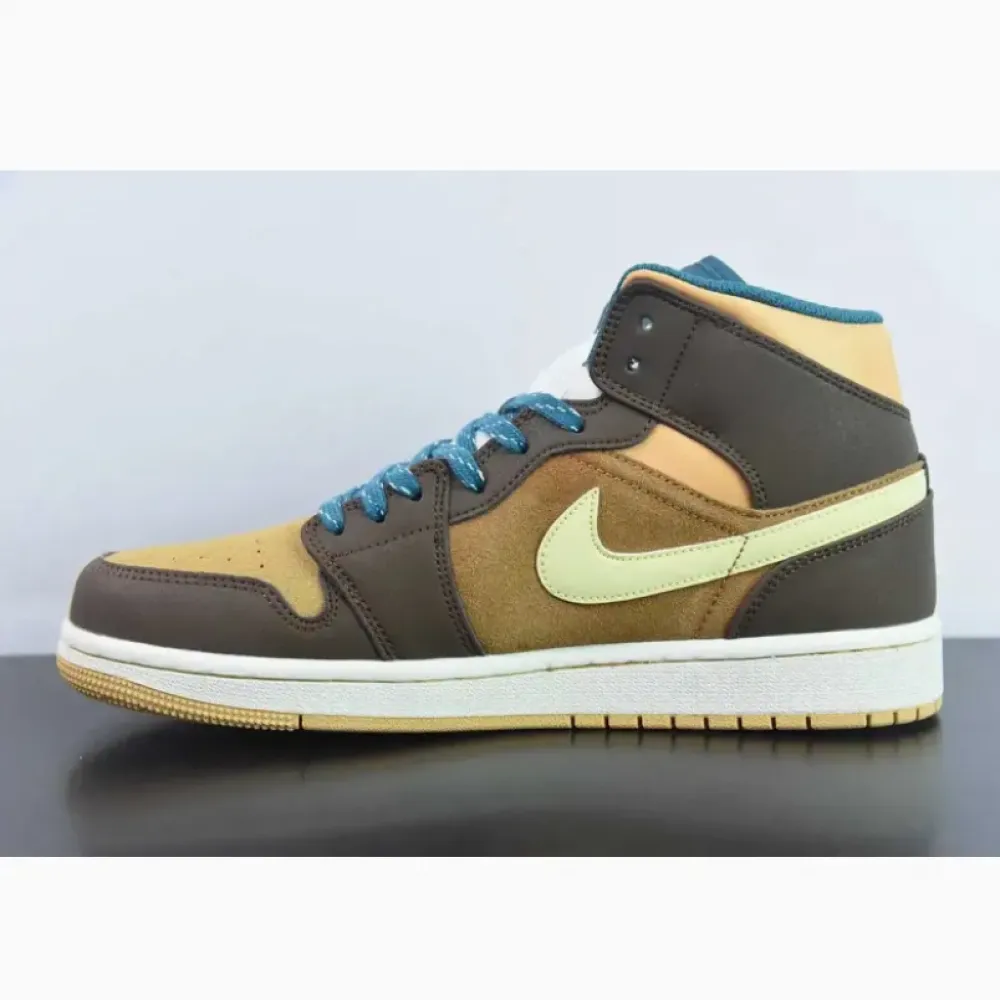 Air Jordan 1 Mid Cacao Wow/Luminous Green-Geode Teal  DZ6335-200