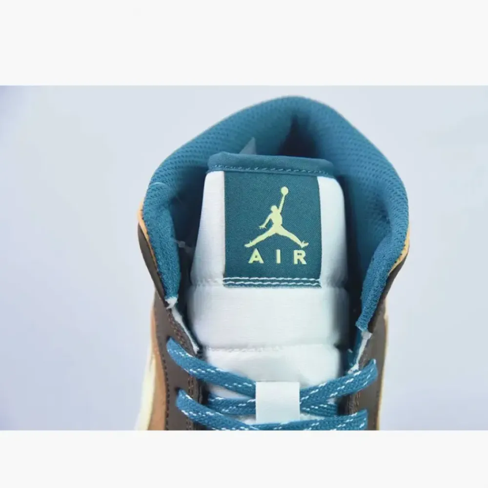Air Jordan 1 Mid Cacao Wow/Luminous Green-Geode Teal  DZ6335-200
