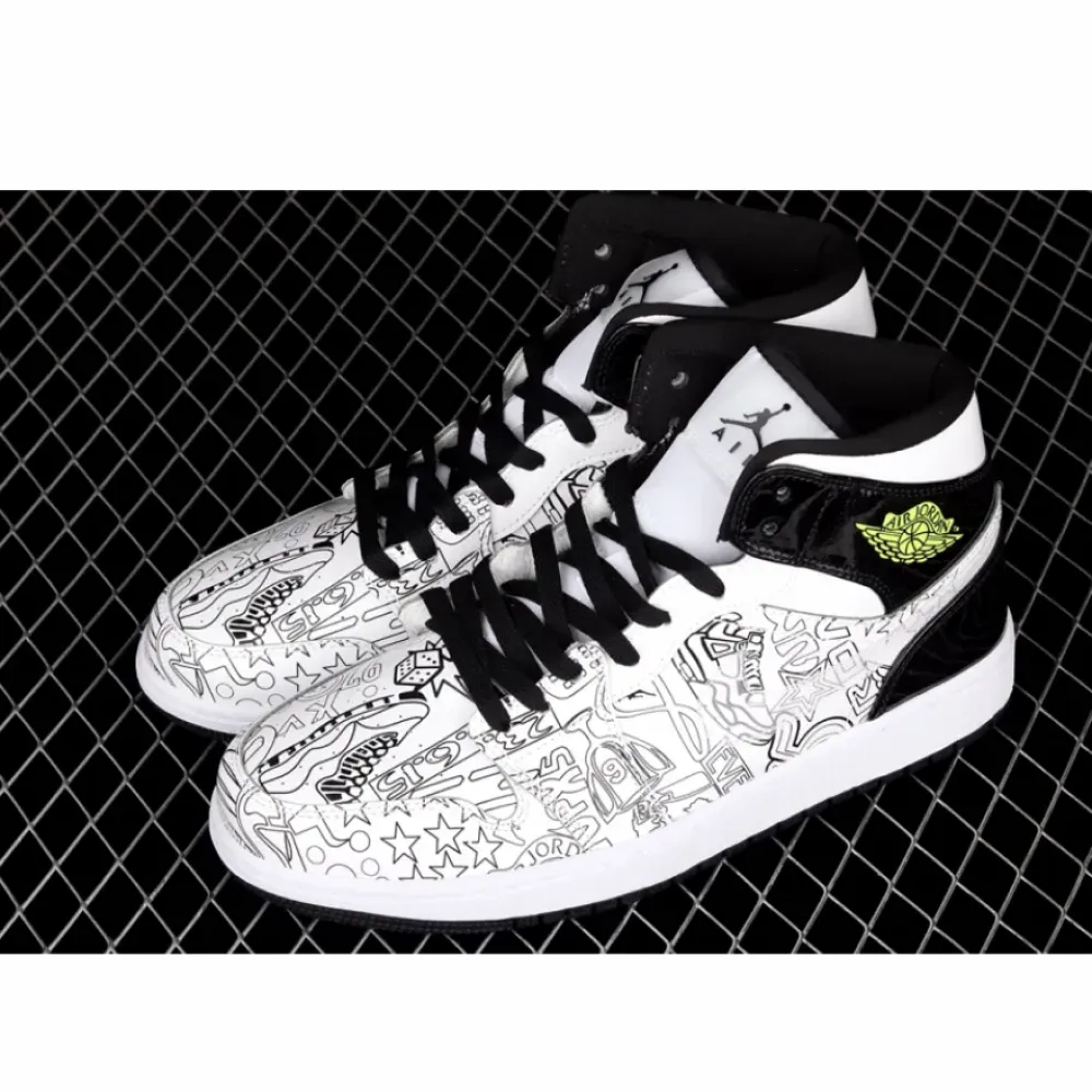 Air Jordan 1 Mid “DIY” White/Black-Volt DC4099-100
