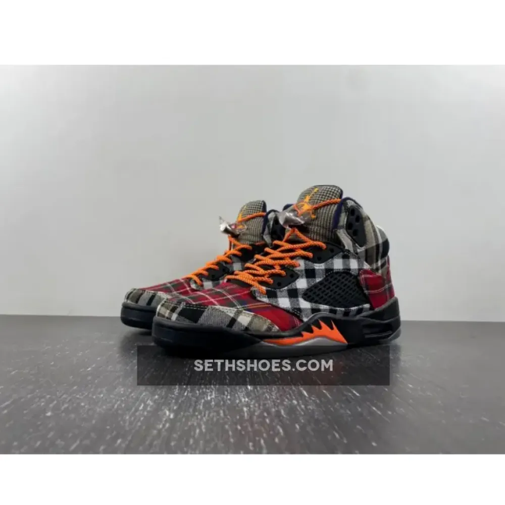 Air Jordan 5 Plaid Black/Total Orange  FD4814-008
