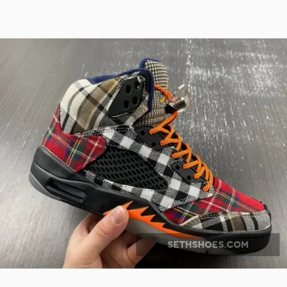 Air Jordan 5 Plaid Black/Total Orange  FD4814-008