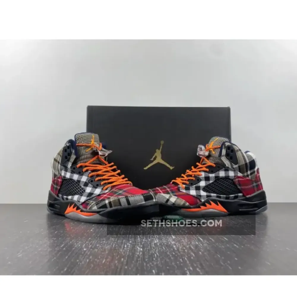 Air Jordan 5 Plaid Black/Total Orange  FD4814-008