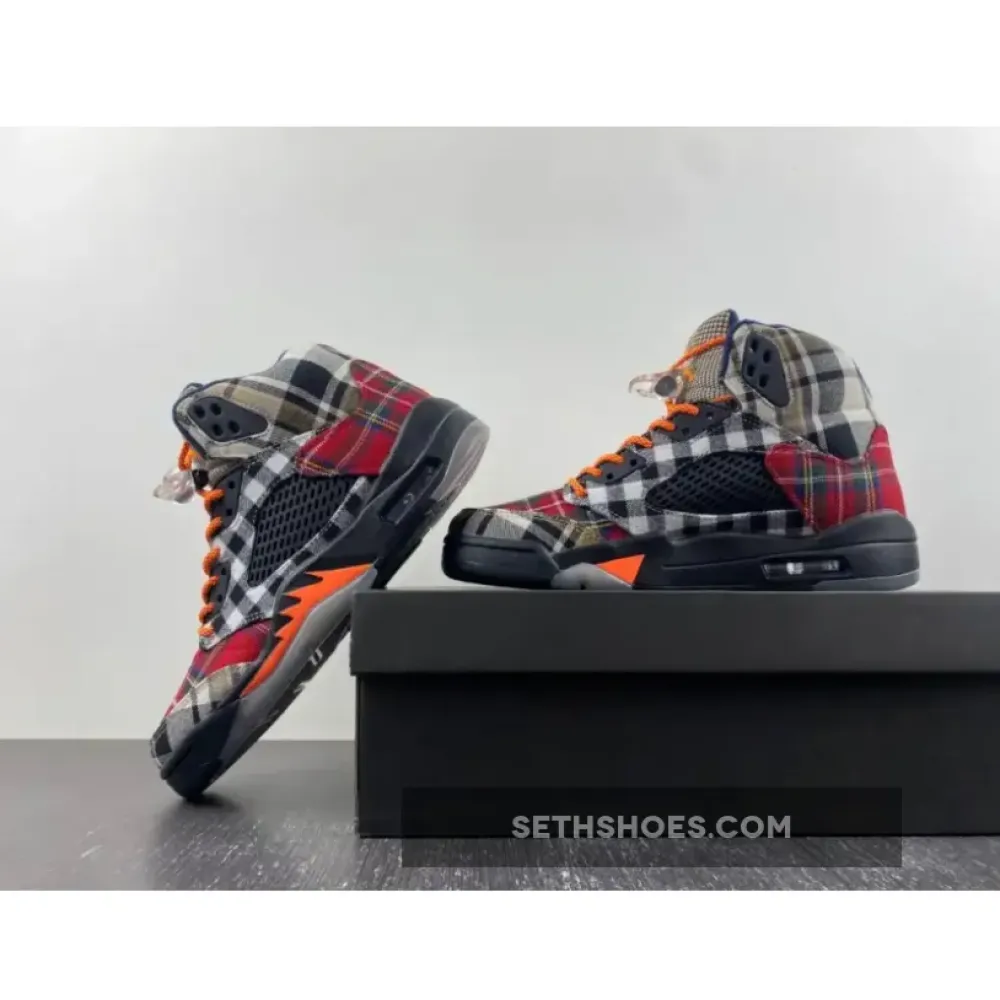 Air Jordan 5 Plaid Black/Total Orange  FD4814-008