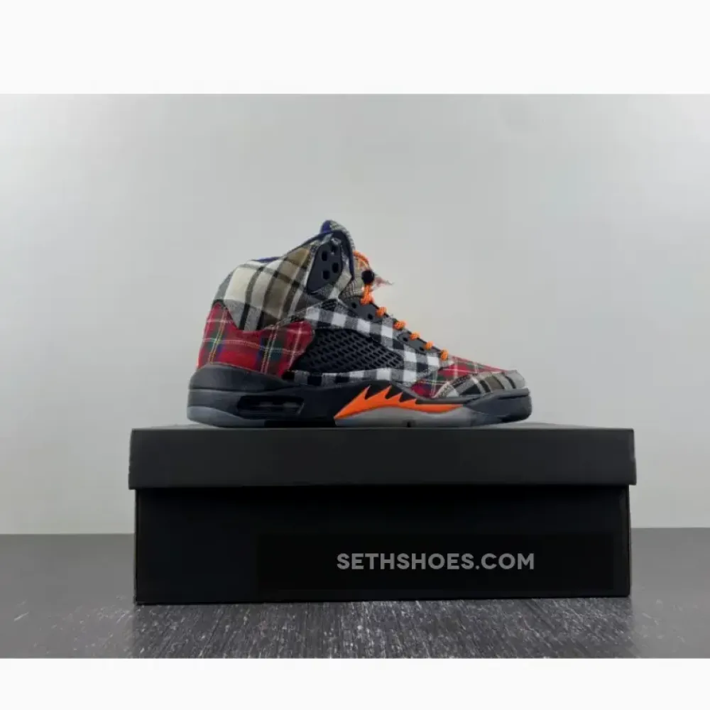 Air Jordan 5 Plaid Black/Total Orange  FD4814-008
